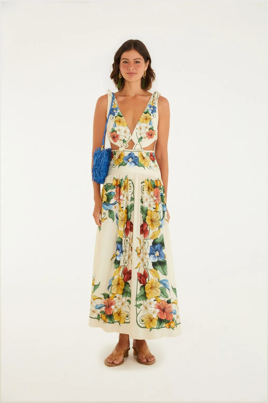 Vestido Longo Estampado Tropicalzinho Lenço