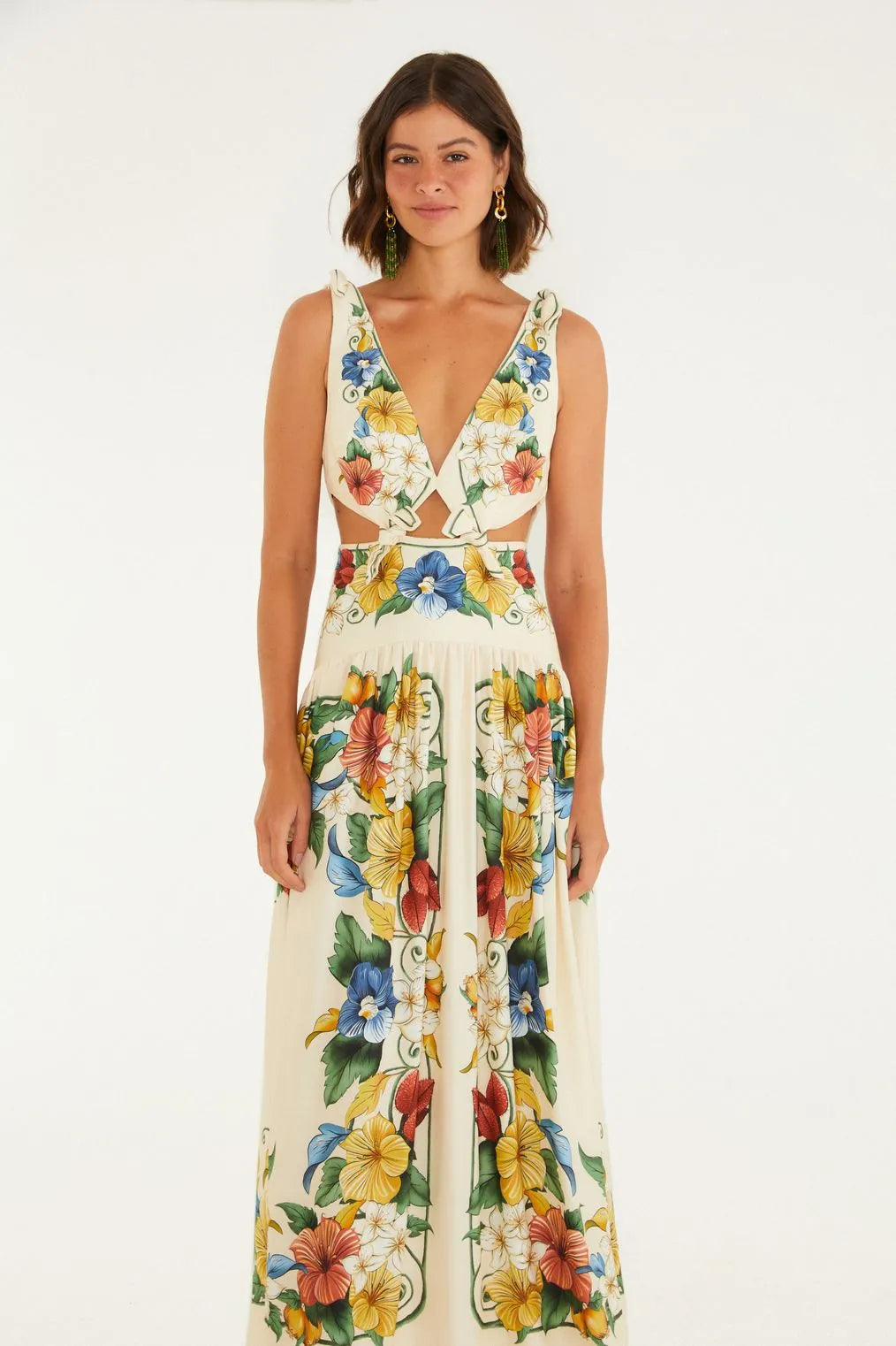 Vestido Longo Estampado Tropicalzinho Lenço