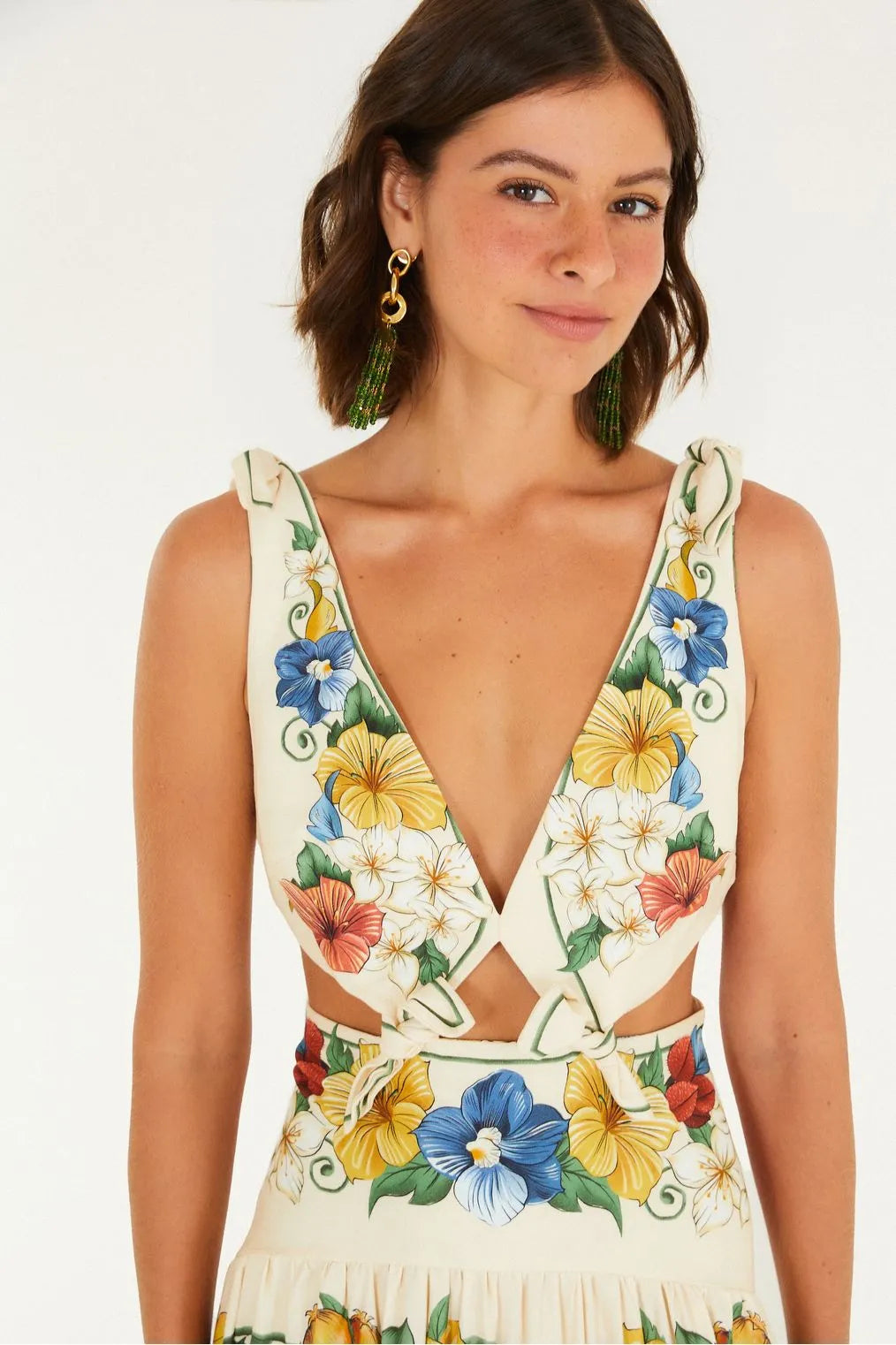 Vestido Longo Estampado Tropicalzinho Lenço