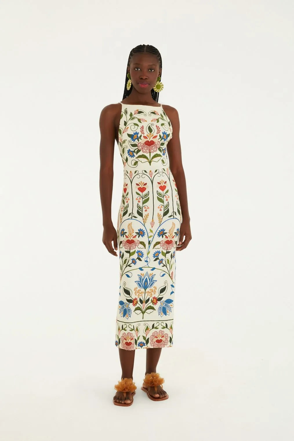 Vestido Alça Estampado Jardim Beleza