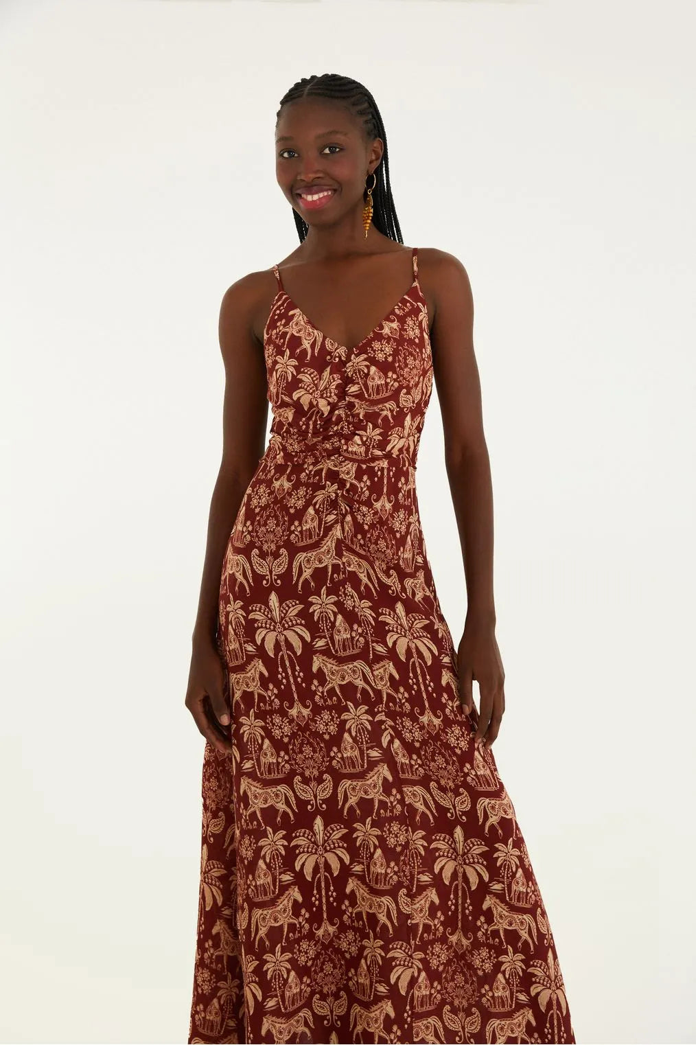 Vestido Longo Estampado Haras